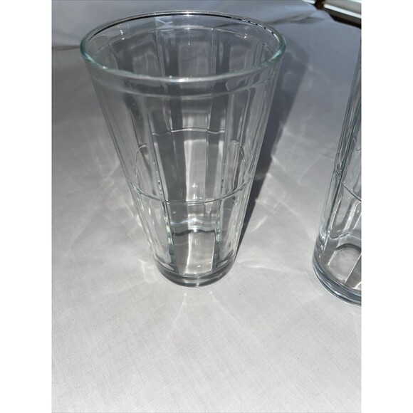 Pasabahce Pair of Two Glass Tumblers Size 3.25x6 Windowpane Block 16 Oz EUC - Picture 2 of 12
